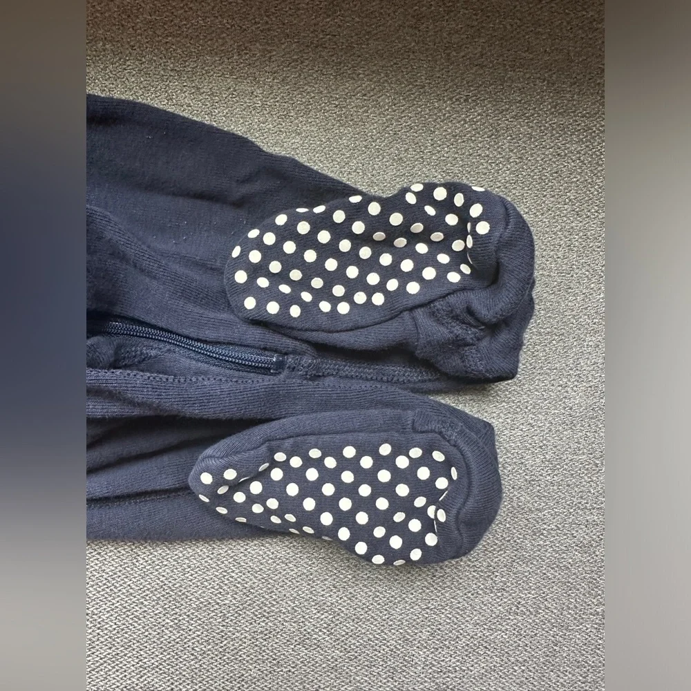 Hanna Andersson 100% Organic Cotton Navy Zip Footed Pajamas